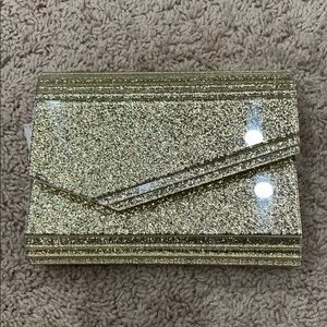 Gold Glitter INC Clutch with Gold chain strap NEW